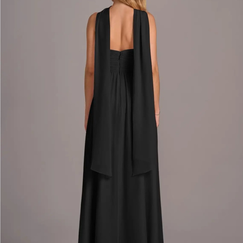Azazie Black Maxi Dress with Slit - Picture 4 of 6